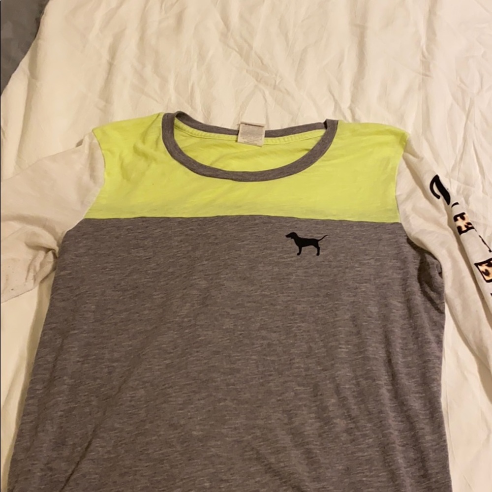 Pink long sleeve baseball t